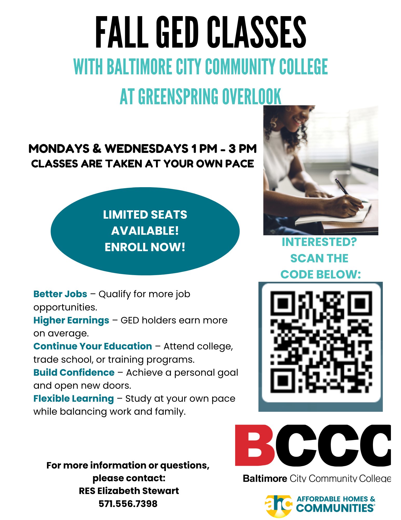Flyer for Fall GED Classes
