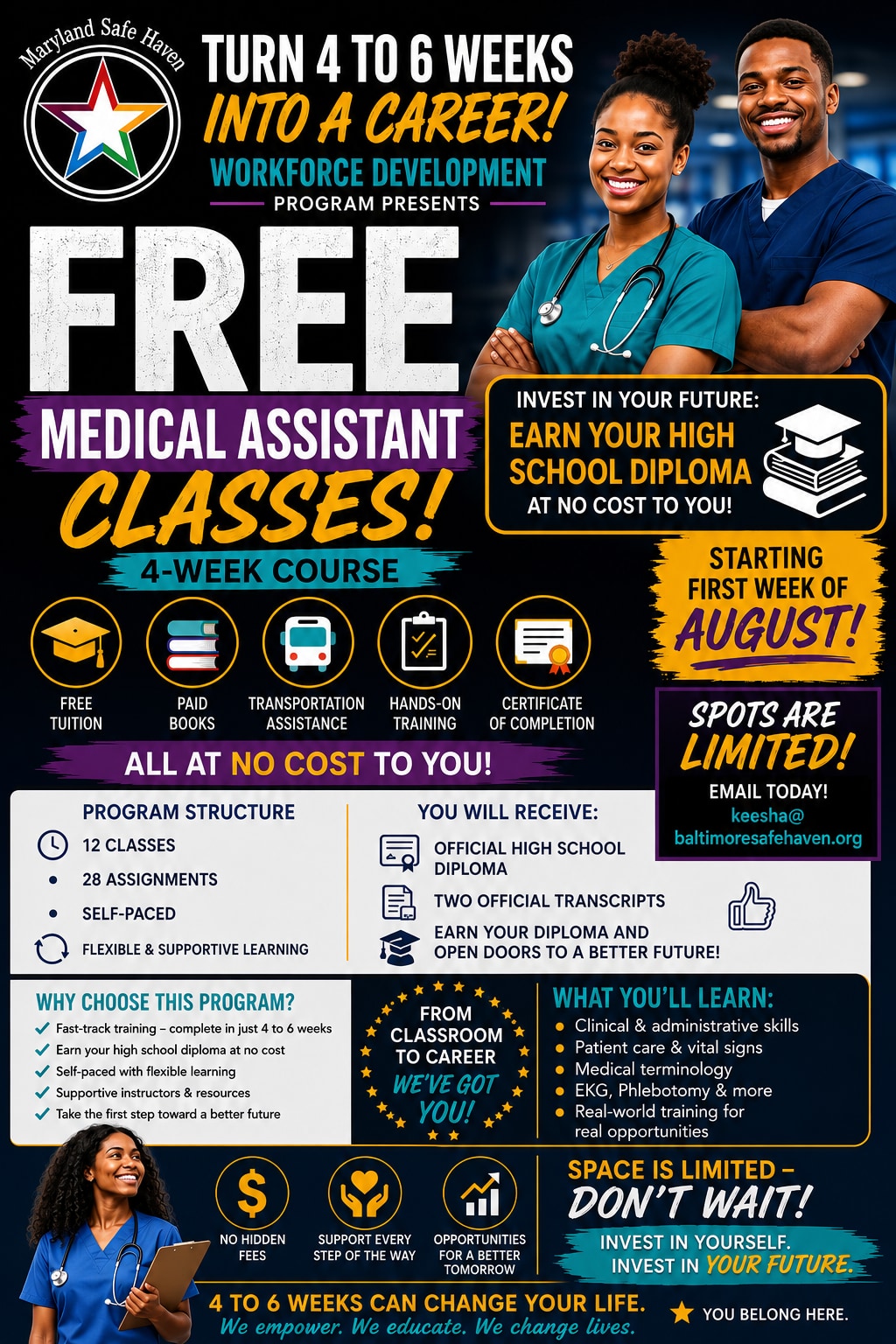 Flyer for Free Medical Assistant Classes
